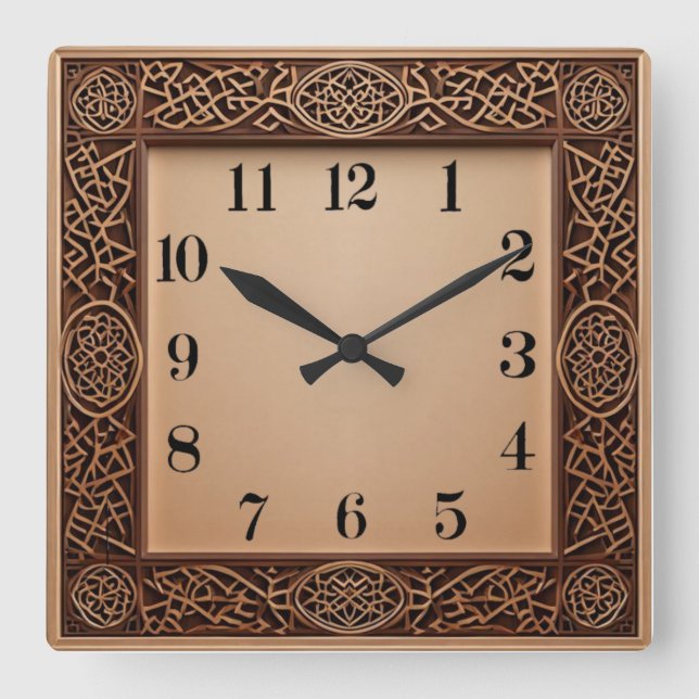 Art Deco Square Wall Clock (Front)