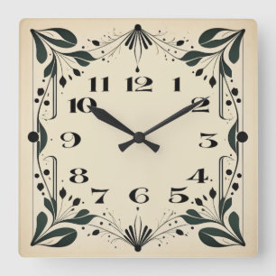 Art Deco Square Wall Clock