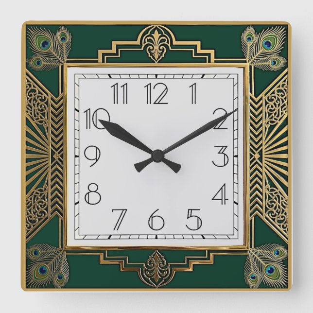 Art Deco Square Wall Clock (Front)