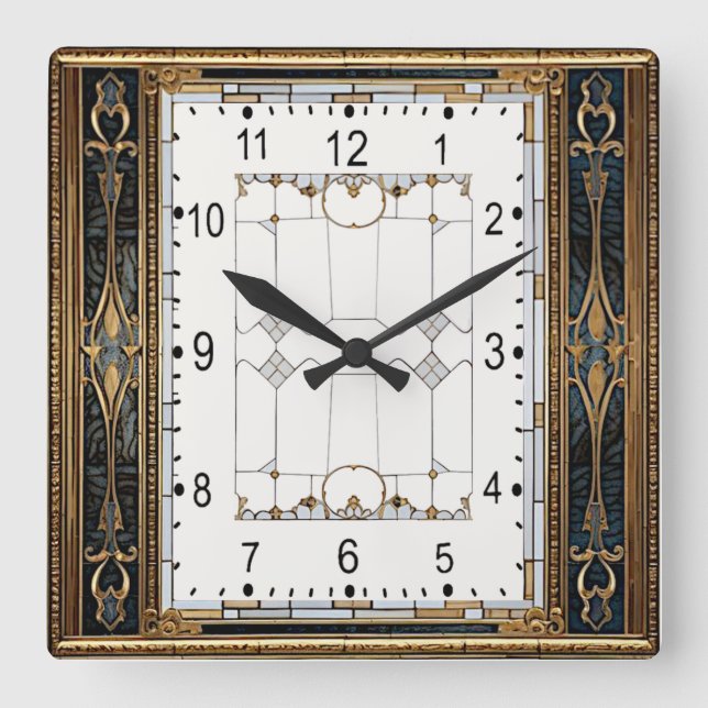 Art Deco Square Wall Clock (Front)