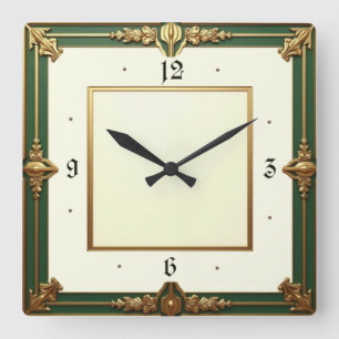 Art Deco Square Wall Clock