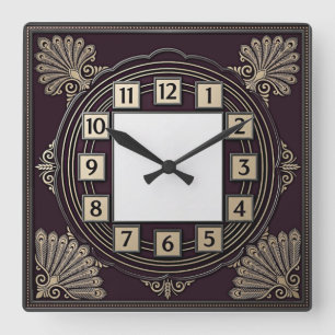 Art Deco Square Wall Clock