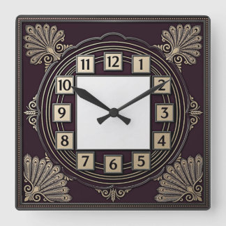 Art Deco Square Wall Clock