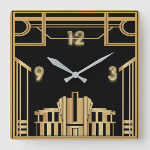 Art Deco Square Wall Clock