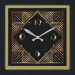Art Deco Square Wall Clock<br><div class="desc">Great clock design. You will love it like others. Be free to use this design for other product you like or to customise and add your text. Follow me for more. Thank you. Have a nice day.</div>