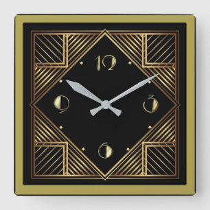 Art Deco Square Wall Clock