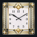 Art Deco Square Wall Clock<br><div class="desc">Great clock design. You will love it like others. Be free to use this design for other product you like or to customise and add your text. Follow me for more. Thank you. Have a nice day.</div>