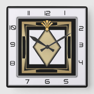 Art Deco Square Wall Clock