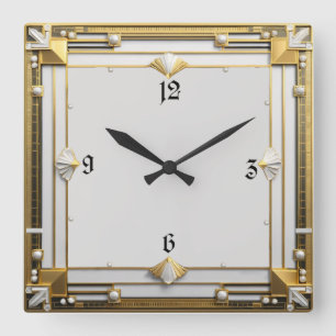 Art Deco Square Wall Clock