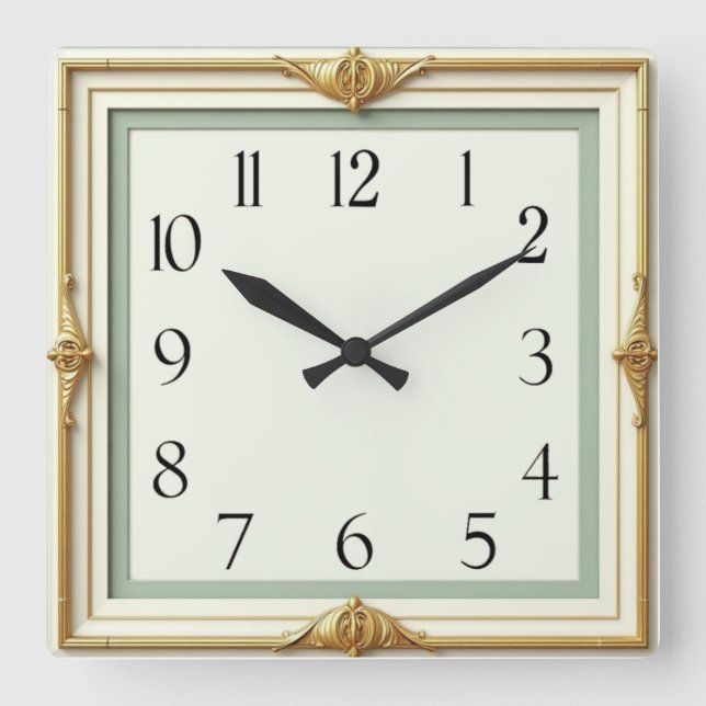 Art Deco Square Wall Clock (Front)