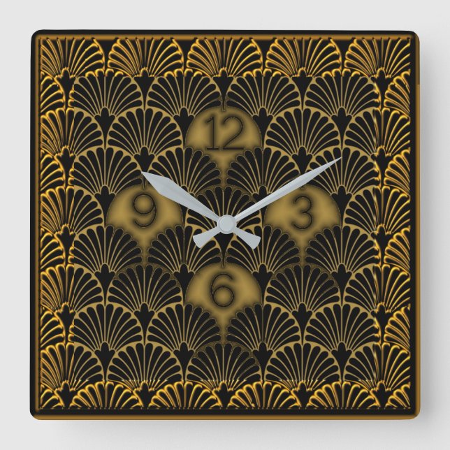 Art Deco Square Wall Clock (Front)