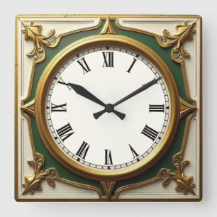 Art Deco Square Wall Clock