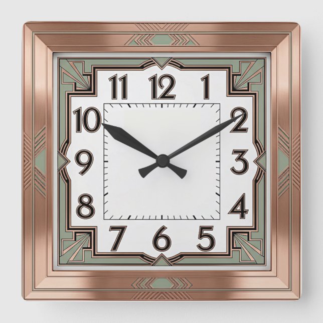 Art Deco Square Wall Clock (Front)