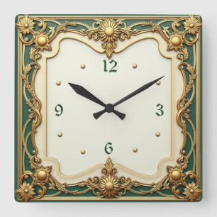 Art Deco Square Wall Clock