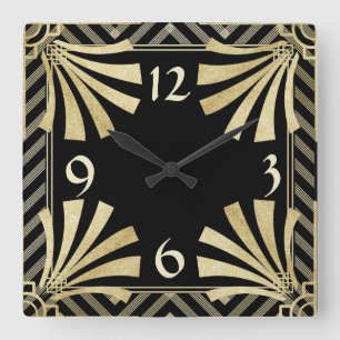 Art Deco Square Wall Clock