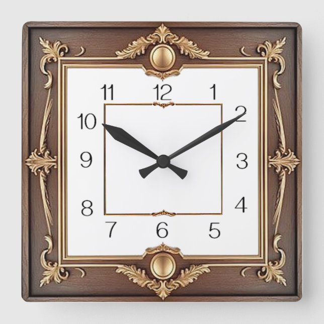 Art Deco Square Wall Clock (Front)