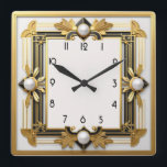 Art Deco Square Wall Clock<br><div class="desc">Great clock design. You will love it like others. Be free to use this design for other product you like or to customise and add your text. Follow me for more. Thank you. Have a nice day.</div>