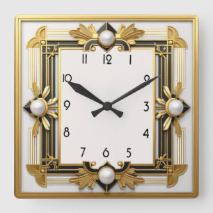 Art Deco Square Wall Clock
