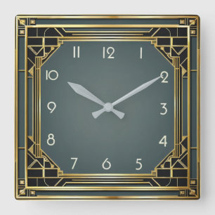Art Deco Square Wall Clock