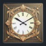 Art Deco Square Wall Clock<br><div class="desc">Great clock design. You will love it like others. Be free to use this design for other product you like or to customise and add your text. Follow me for more. Thank you. Have a nice day.</div>