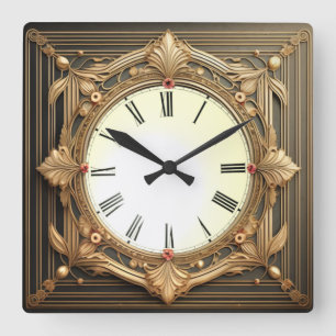 Art Deco Square Wall Clock