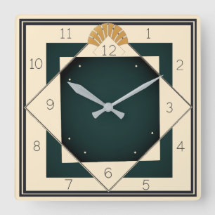 Art Deco Square Wall Clock