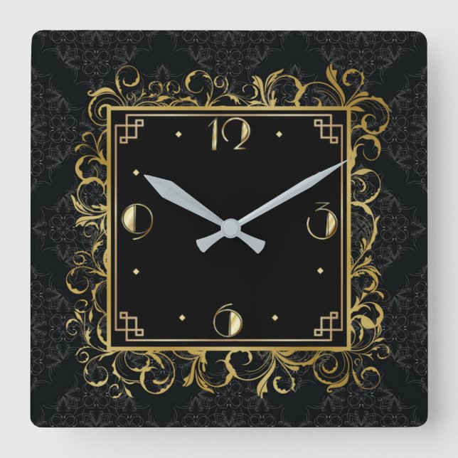 Art Deco Square Wall Clock (Front)