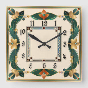 Art Deco Square Wall Clock