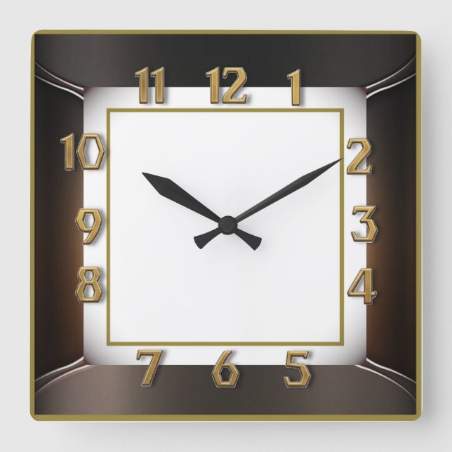 Art Deco Square Wall Clock (Front)