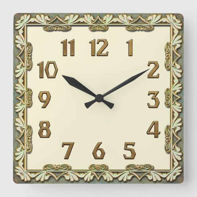 Art  Deco Square Wall Clock (Front)