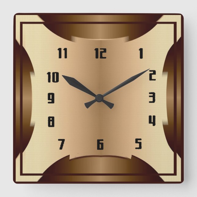 Art Deco Square Wall Clock (Front)