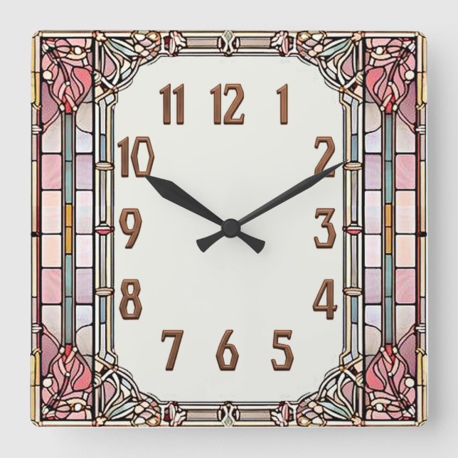 Art Deco Square Wall Clock (Front)