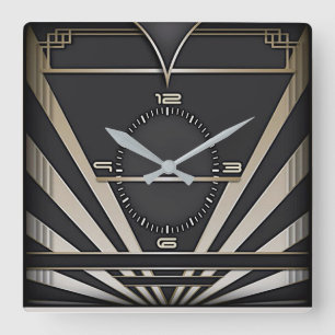 Art Deco Square Wall Clock