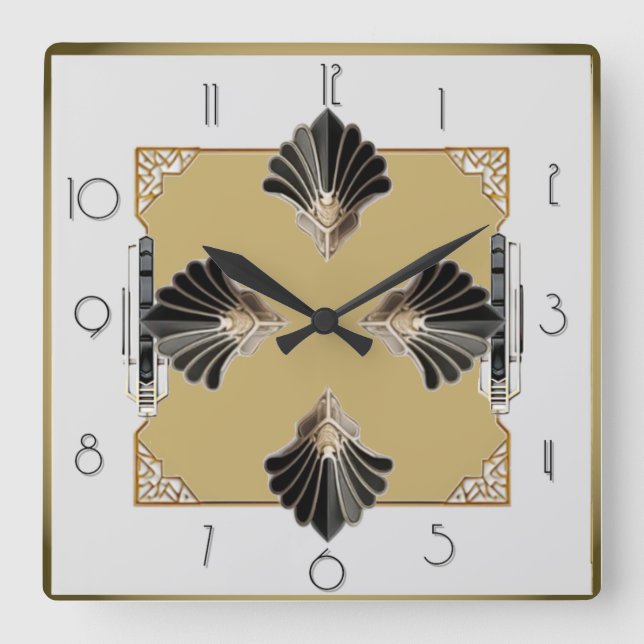 Art Deco Square Wall Clock (Front)