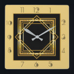 Art Deco Square Wall Clock<br><div class="desc">Great clock design. You will love it like others. Be free to use this design for other product you like or to customise and add your text. Follow me for more. Thank you. Have a nice day.</div>