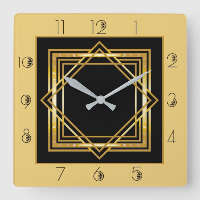Art Deco Square Wall Clock (Front)