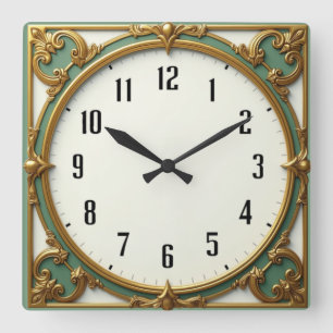 Art Deco Square Wall Clock