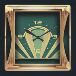 Art Deco Square Wall Clock<br><div class="desc">Great art deco clock design. You will love it like others. Be free to use this design for other product you like or to customise and add your text. Follow me for more. Thank you. have a nice day.</div>