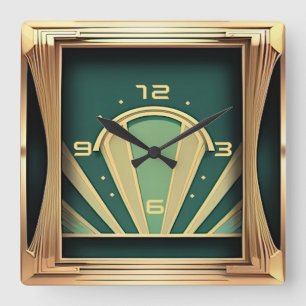 Art Deco Square Wall Clock