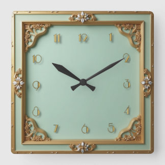 Art Deco Square Wall Clock