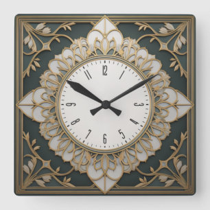 Art Deco Square Wall Clock