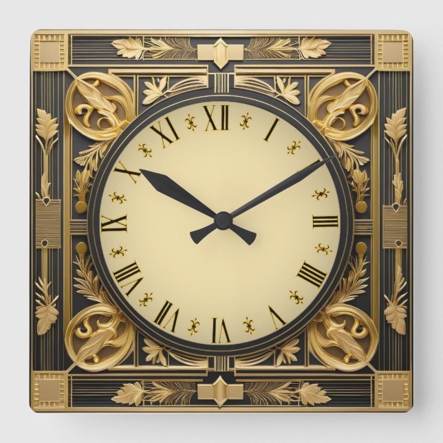 Art Deco Square Wall Clock (Front)