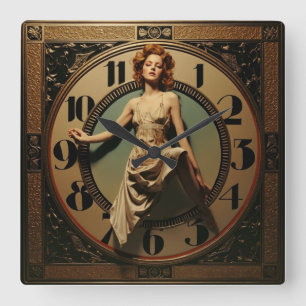 Art Deco Square Wall Clock