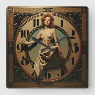 Art Deco Square Wall Clock