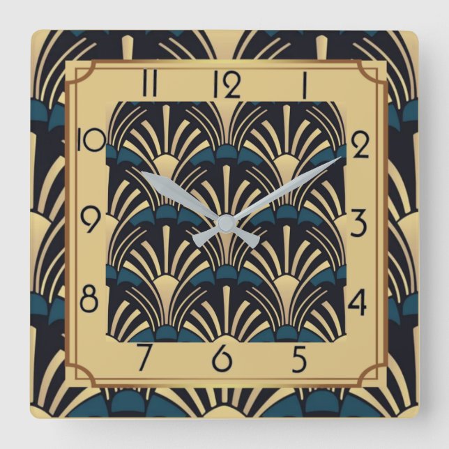 Art Deco Square Wall Clock (Front)