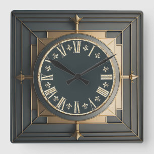 Art Deco Square Wall Clock