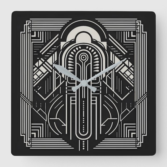 Art Deco Square Wall Clock (Front)