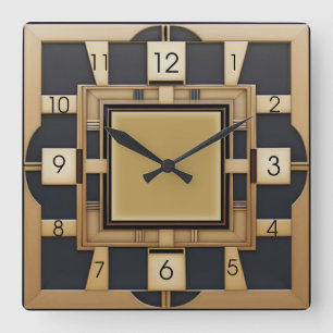 Art Deco Square Wall Clock