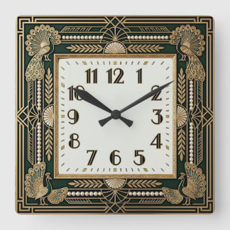Art Deco Square Wall Clock