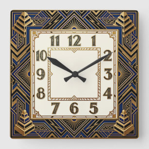 Art Deco Square Wall Clock